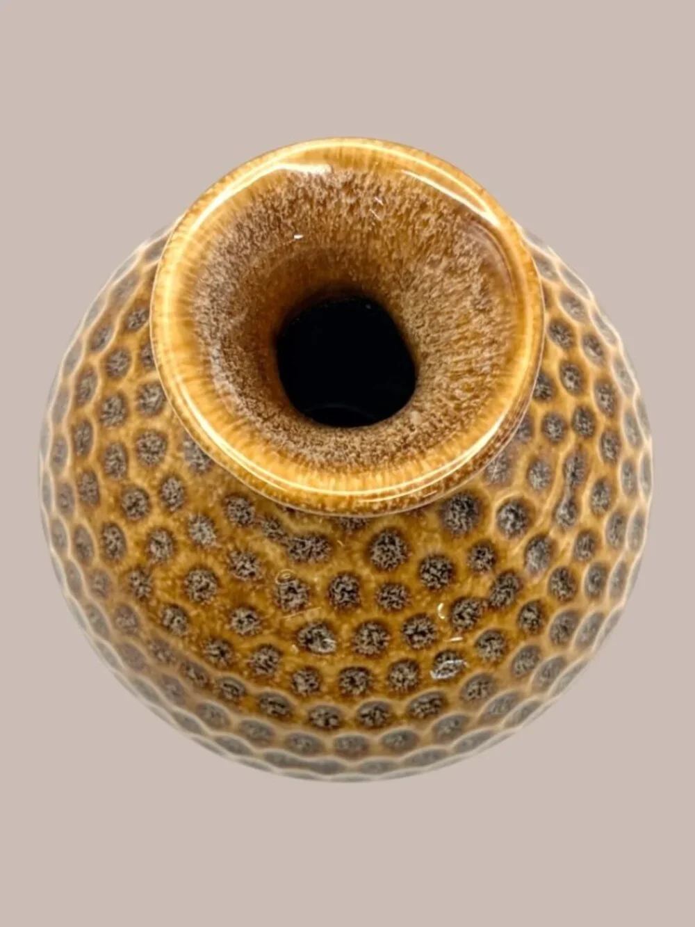 Vintage Mid Century Textured Ceramic Bud Vase Brown Speckled Glaze 4.5